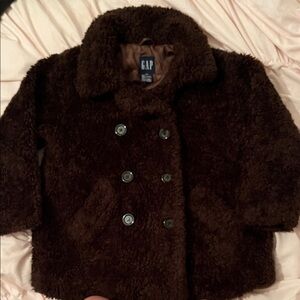 GAP Kids Dark Brown faux fur Pea Coat